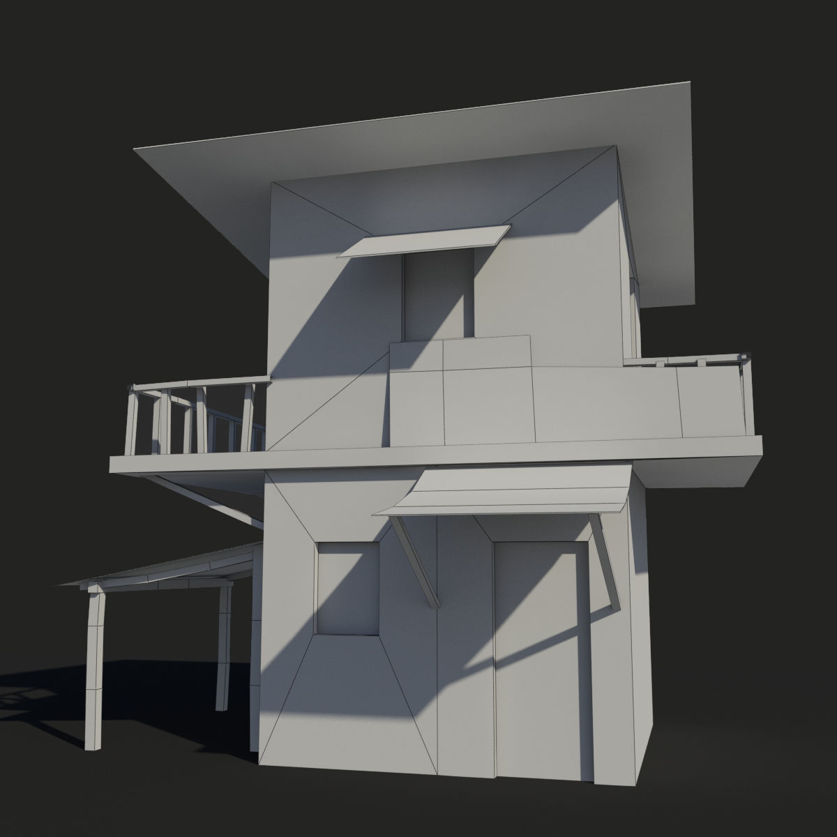 Slum v house with tarp Low-poly 3D model_5