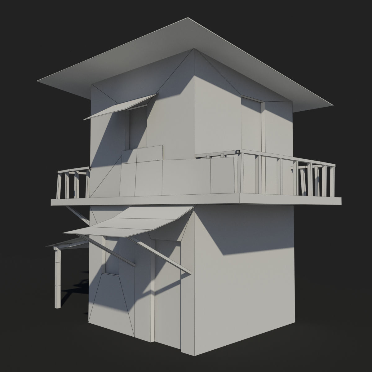 Slum v house with tarp Low-poly 3D model_7