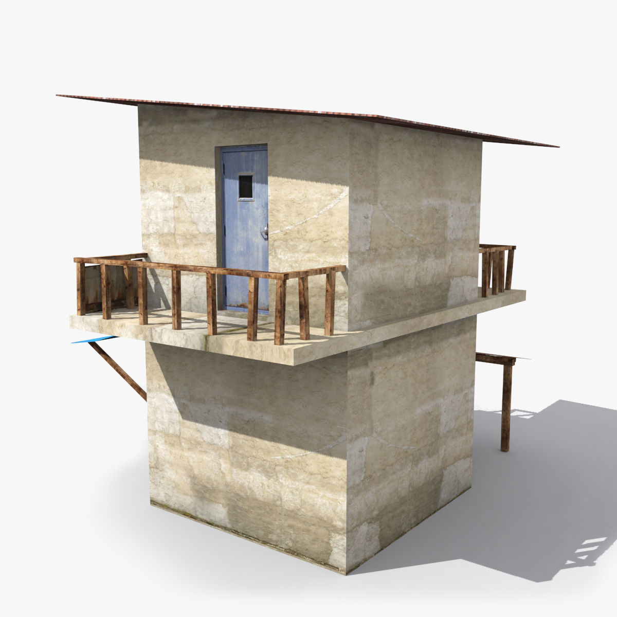 Slum v house with tarp Low-poly 3D model_4