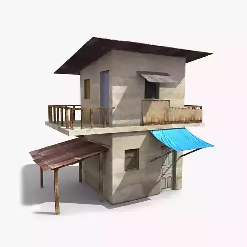 Slum v house with tarp Low-poly 3D model