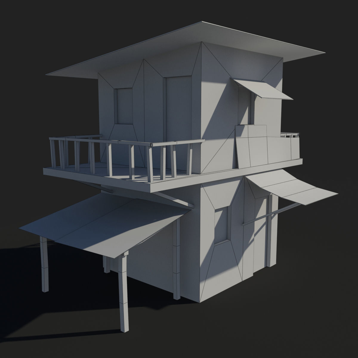 Slum v house with tarp Low-poly 3D model_6
