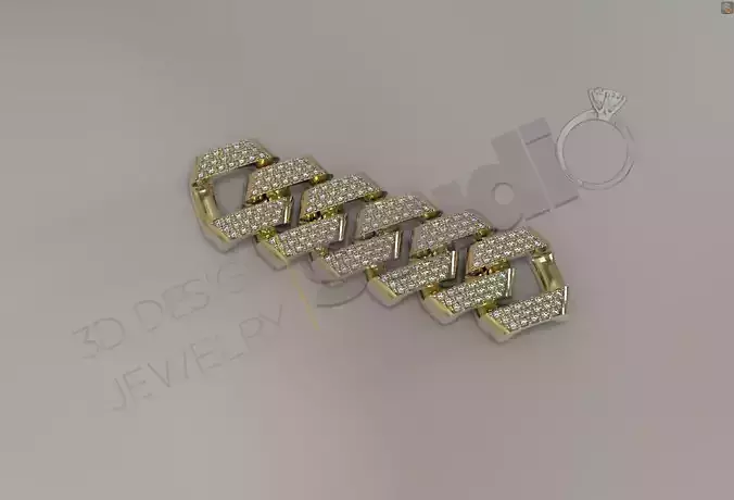 New Cuban chain link design with gems 3d model