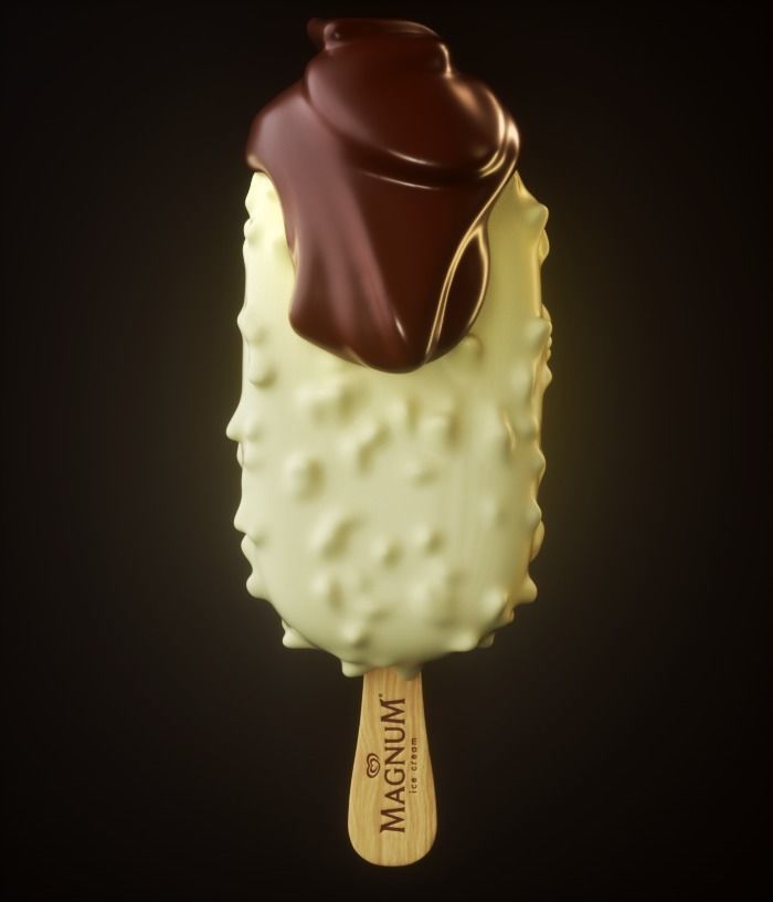 Magnum Animated chocolate ice cream on stick 3D model_6