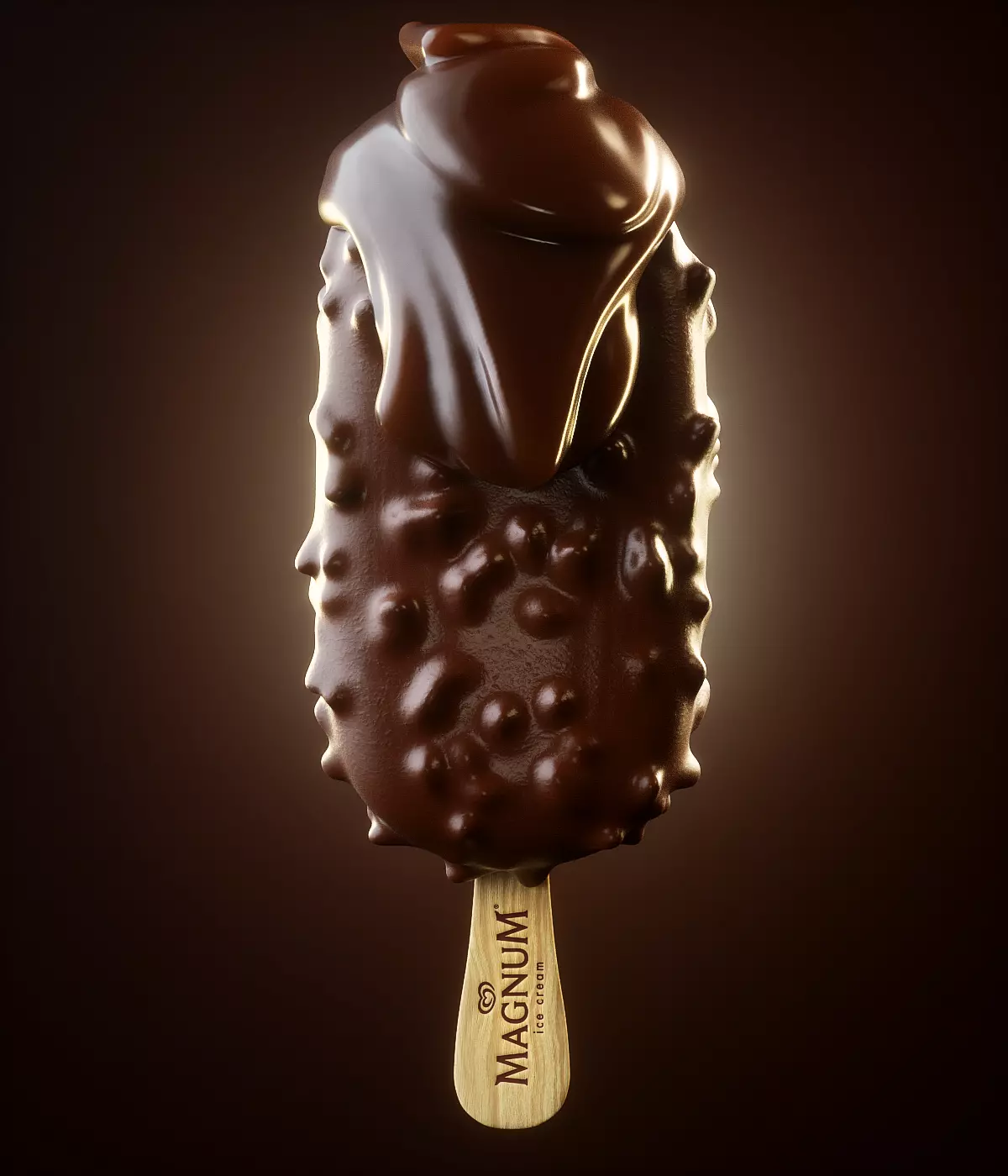 Magnum Animated chocolate ice cream on stick 3D model_0