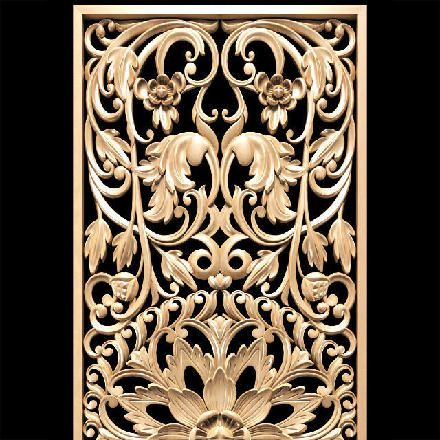Asian style carved panel 3D model_3