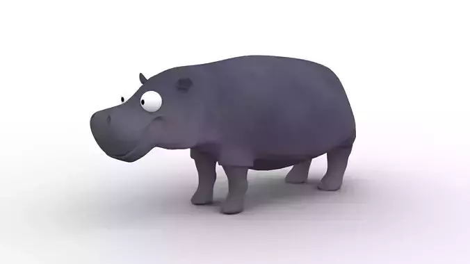 Cartoon Hippo -  Rigged Low-poly 3D model