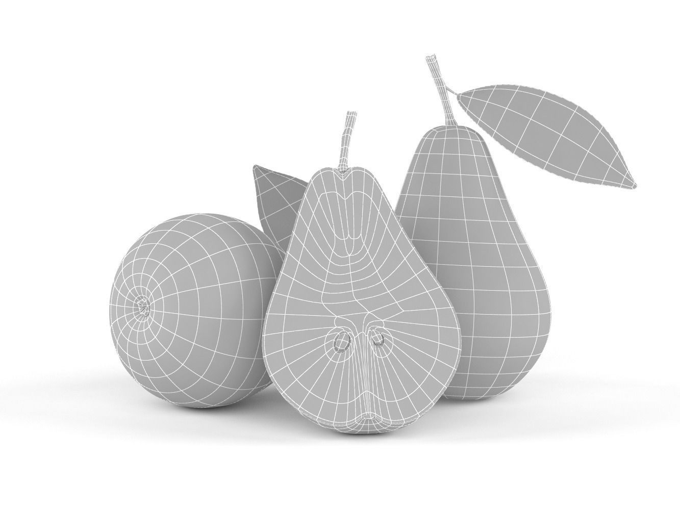 Pears pear with leaf 3D model_6