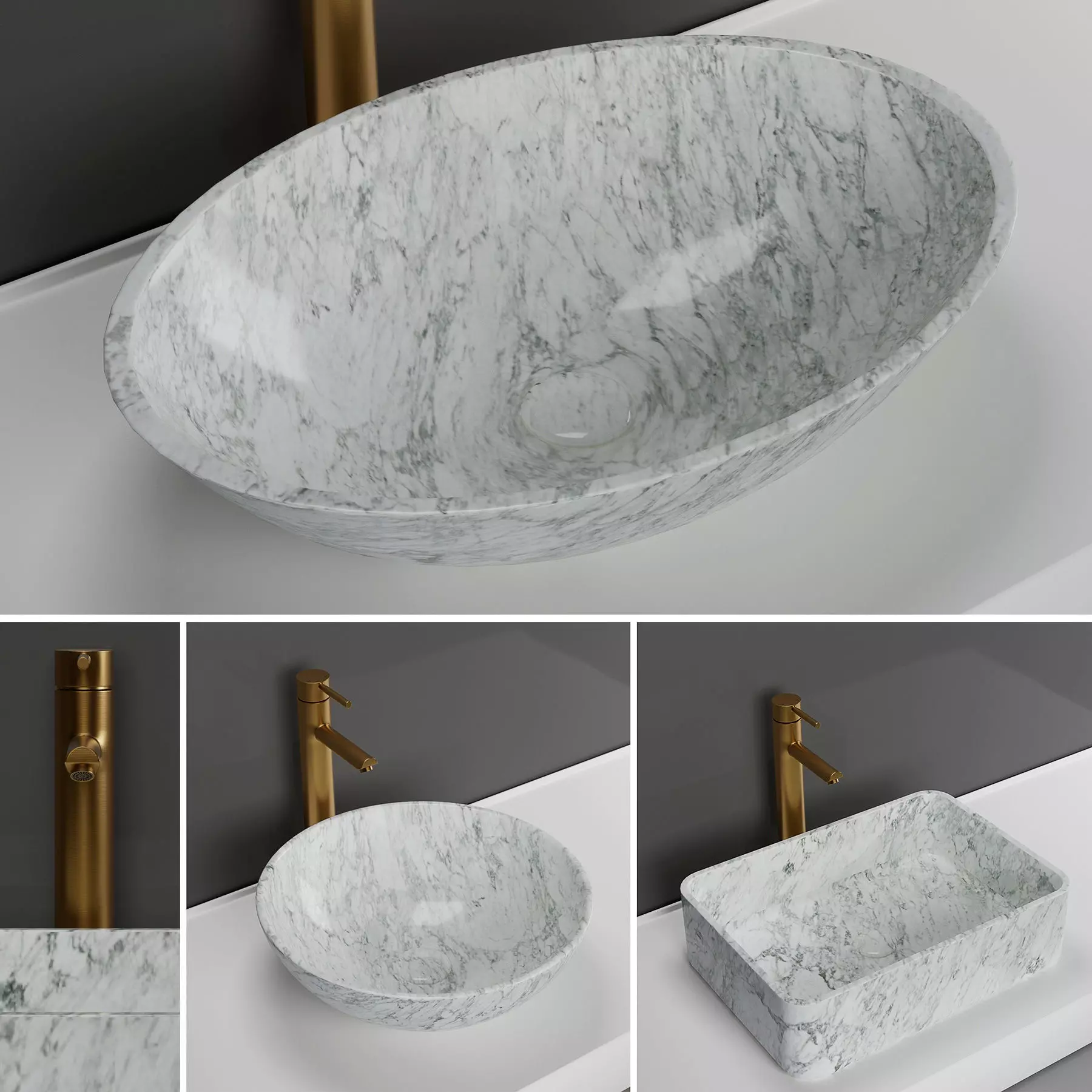 Carrara basins Lusso stone 3D model