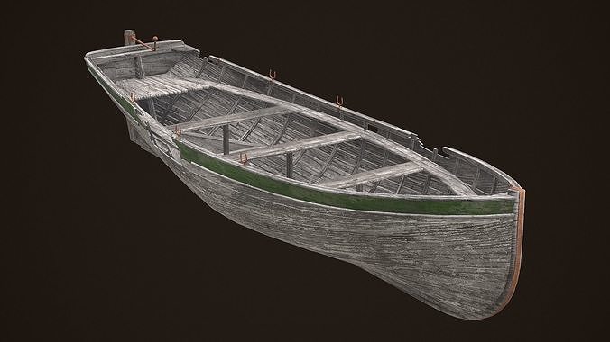 Damaged wooden boat Yal-6 Low-poly 3D model