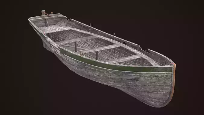 Damaged wooden boat Yal-6 Low-poly 3D model