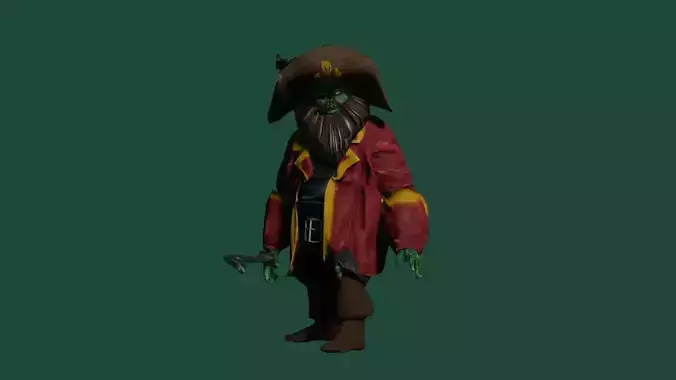 LeChuck Zombie Ghost and fire Monkey Island game ready 3D print Low-poly 3D model