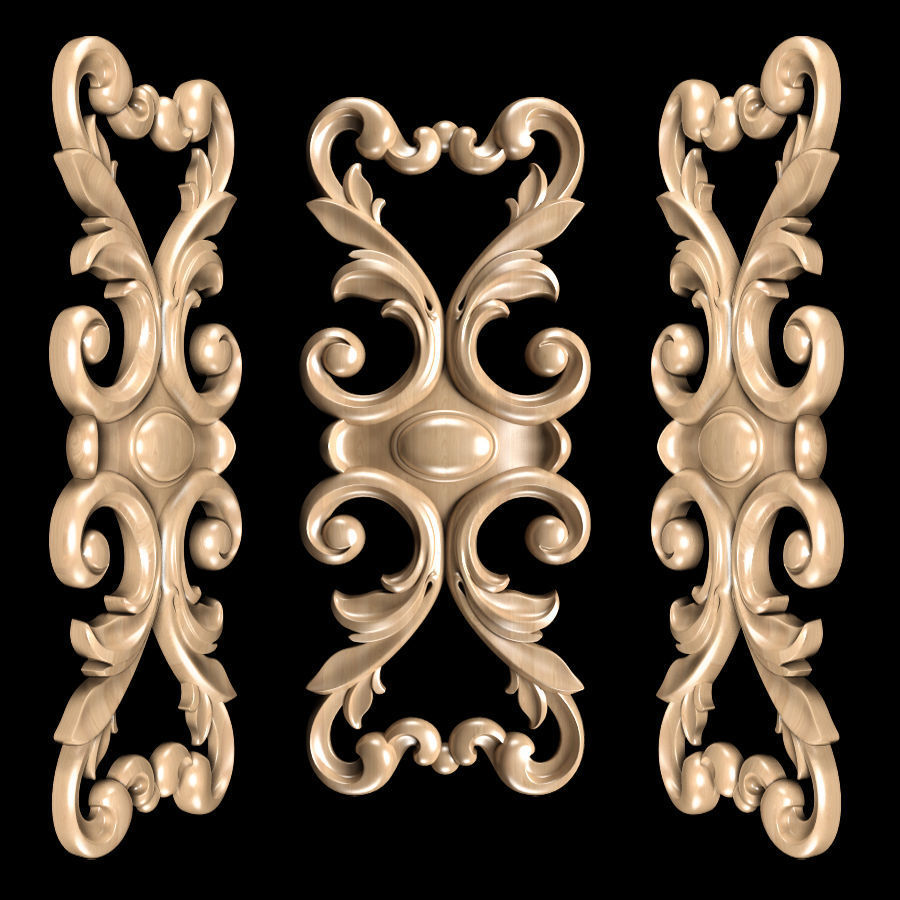 Classic carved trim 3D model_7