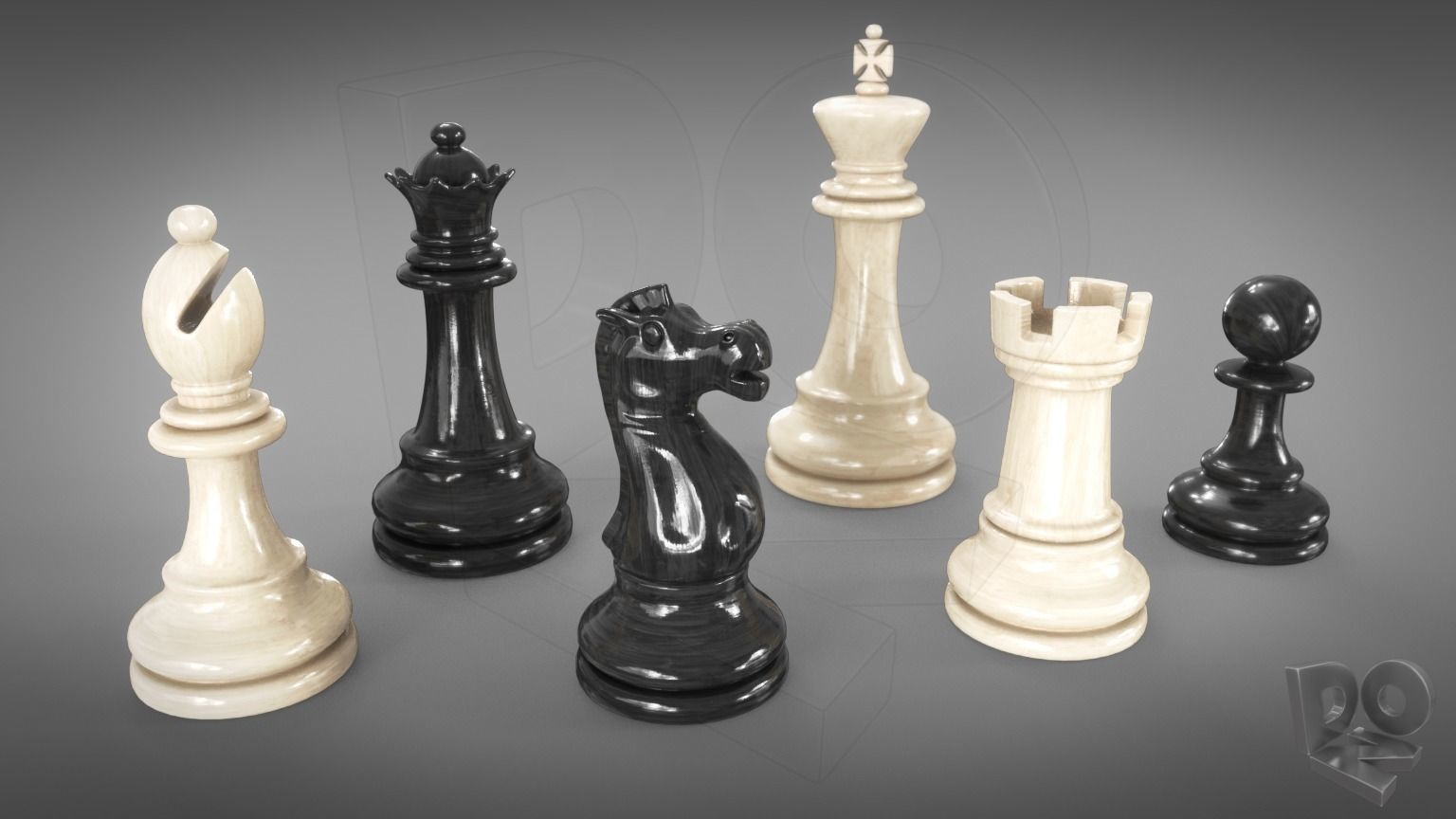 Chessboard with pieces 3D model_12