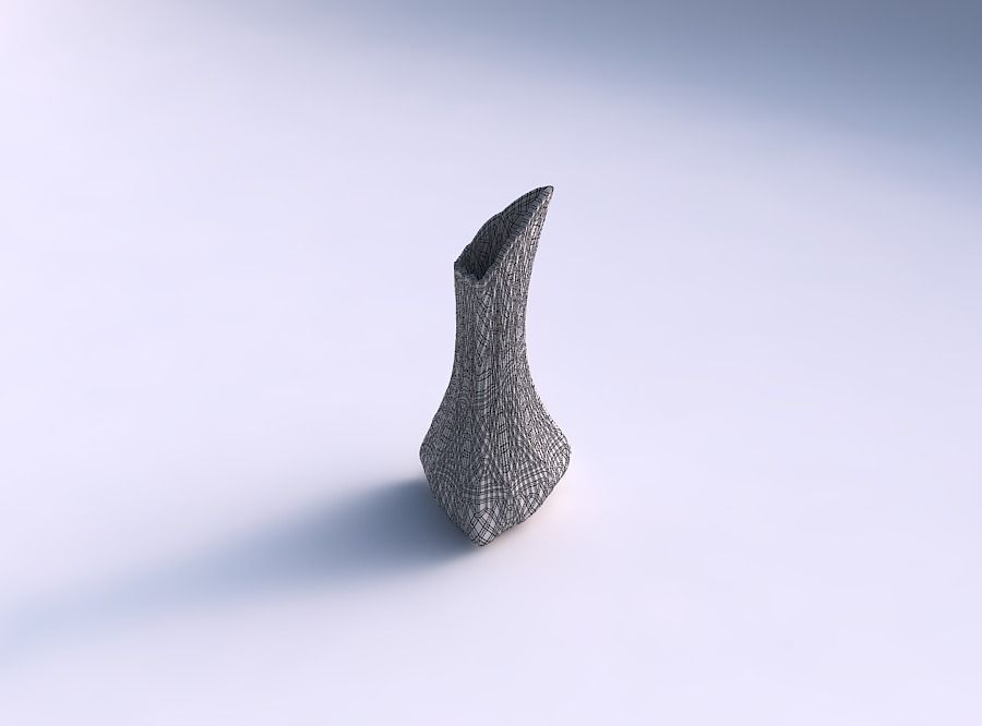 Vase puffy tappered triangle with dense mosaic plates 3D print model_5