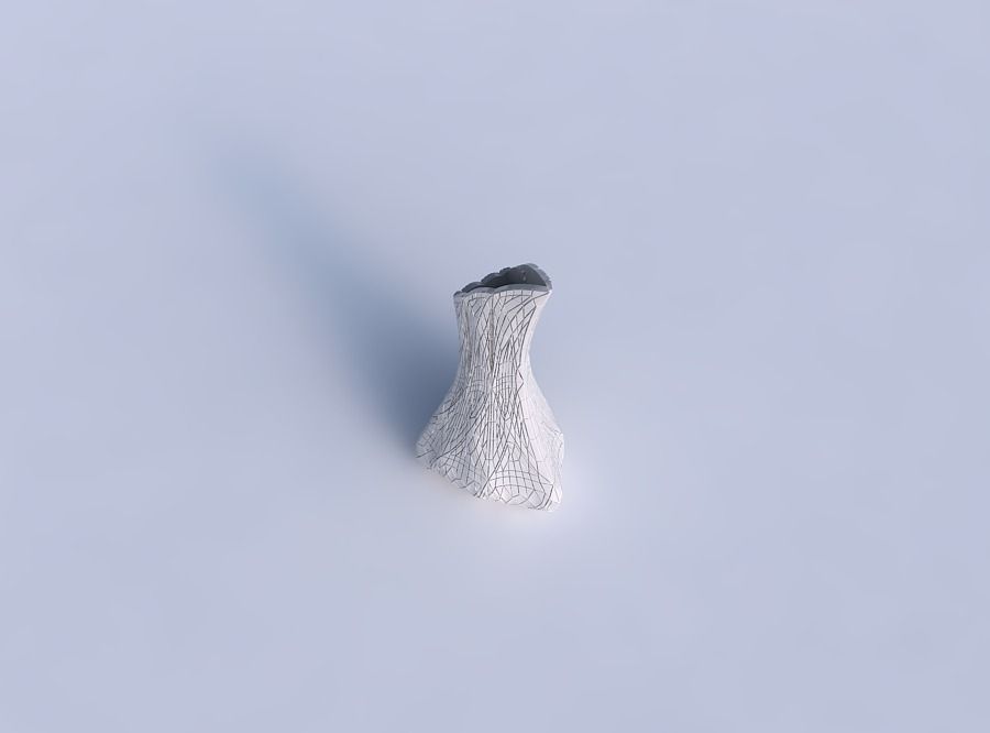 Vase puffy tappered triangle with dense mosaic plates 3D print model_1