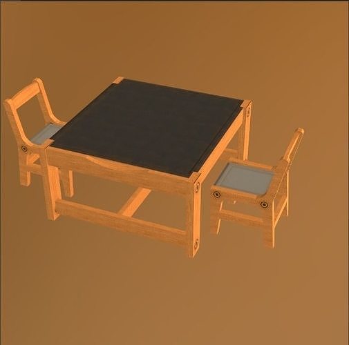 Chair Table set Low-poly 3D model
