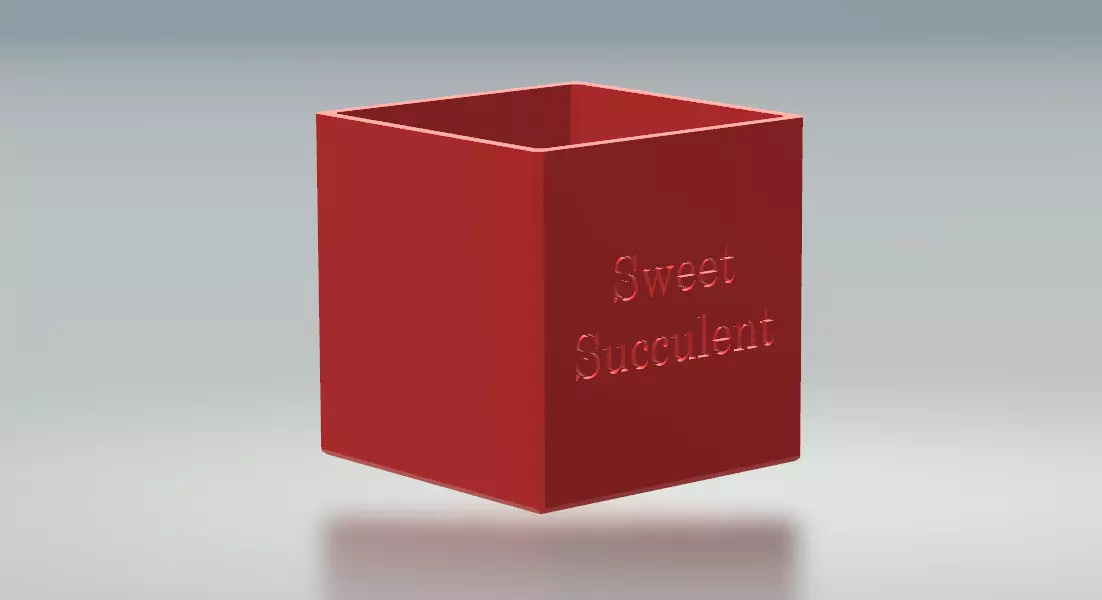 Square Succulent Vase 3D print model_0