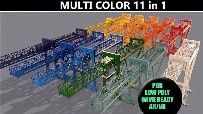  PBR Port Container Crane - Multi color Pack 3D Model Collection