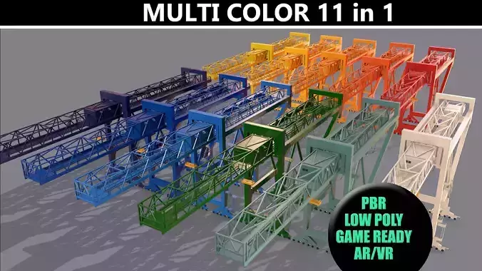  PBR Port Container Crane - Multi color Pack 3D Model Collection