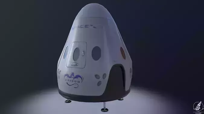 Spacex crew Dragon 2 Low-poly 3D model
