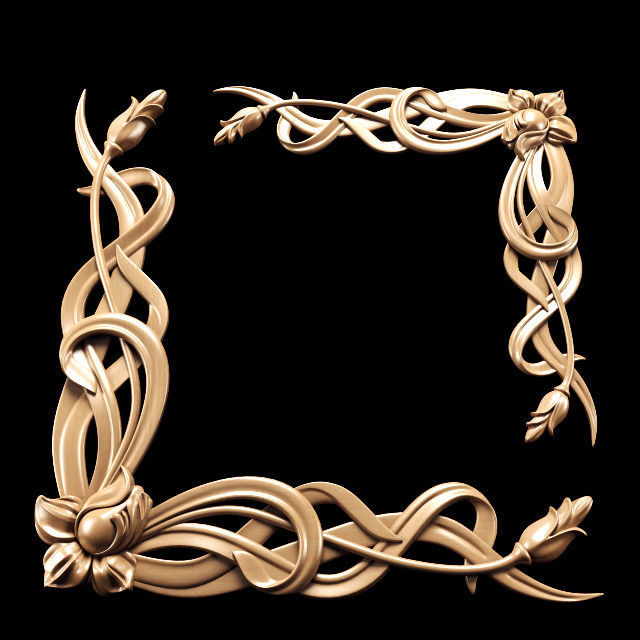 Carved Art Nouveau 3D model_4