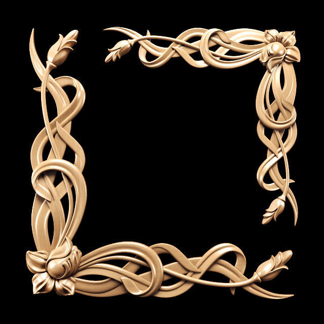 Carved Art Nouveau 3D model_2