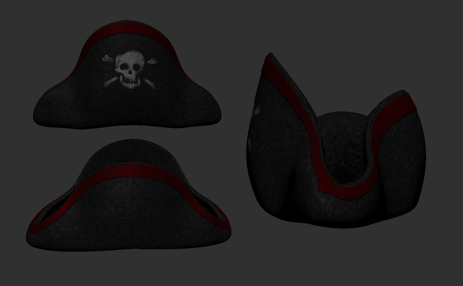 Pirate Hat - White Skull Low-poly 3D model_6