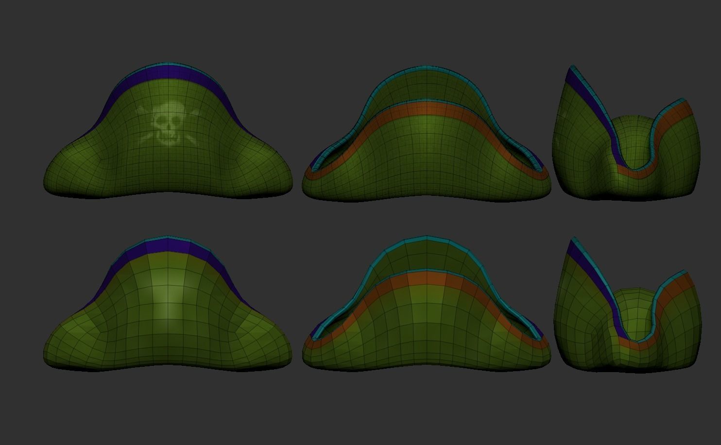 Pirate Hat - White Skull Low-poly 3D model_7