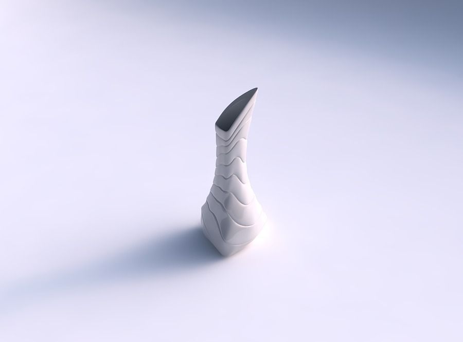 Vase puffy tappered triangle with distorted horizontal dents 3D print model_0