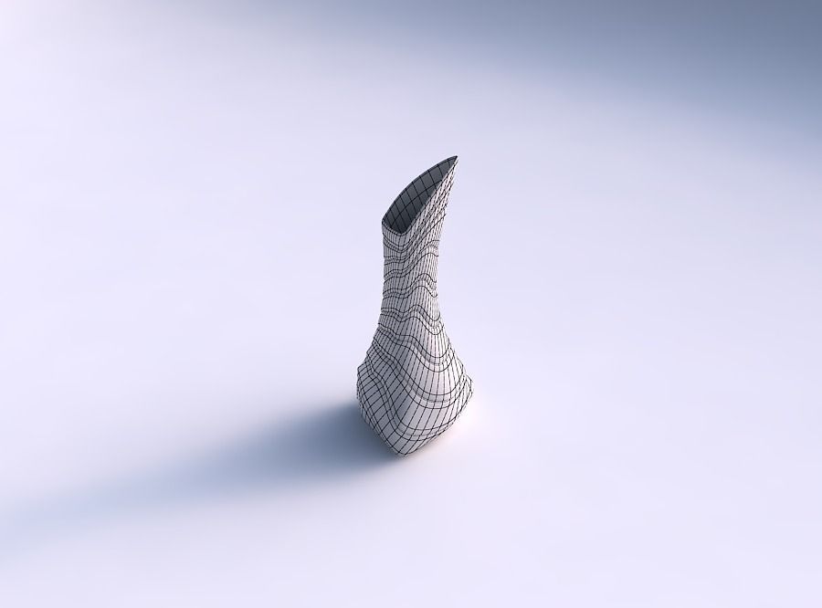Vase puffy tappered triangle with distorted horizontal dents 3D print model_5