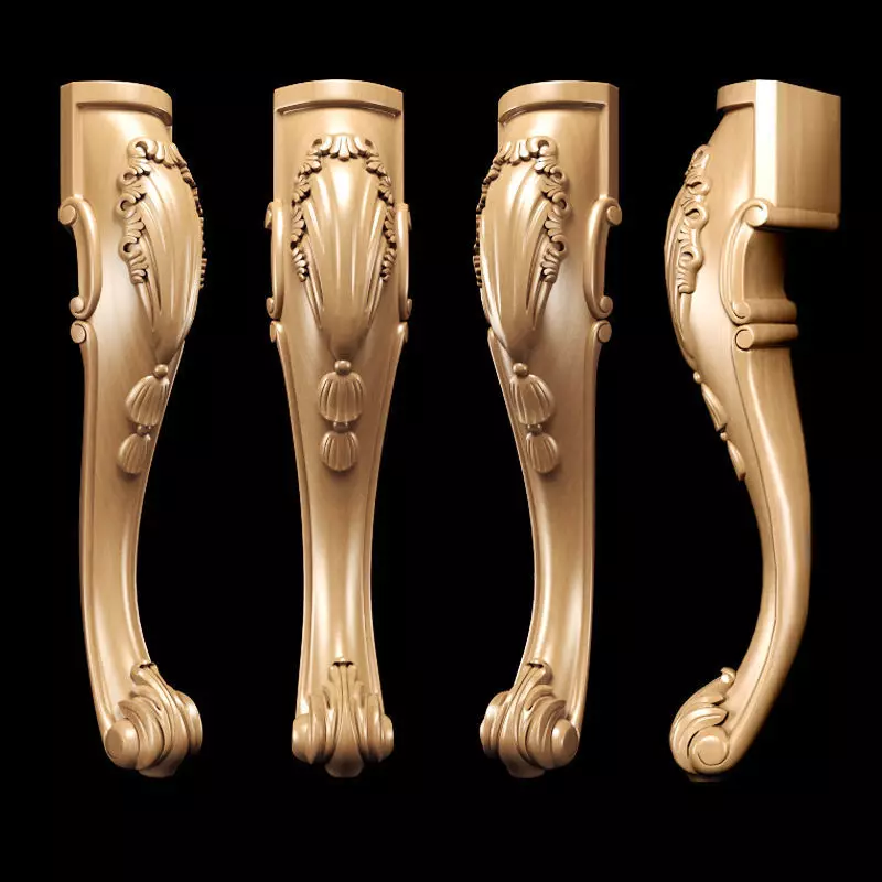 Classic carved leg 3D model_0