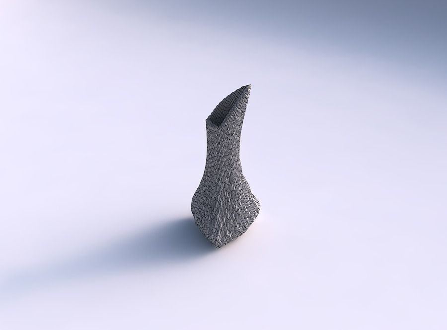 Vase puffy tappered triangle with grid piramides 2 3D print model_5