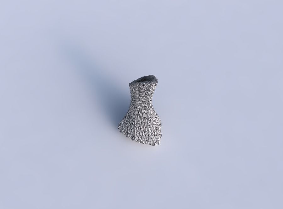 Vase puffy tappered triangle with grid piramides 2 3D print model_6