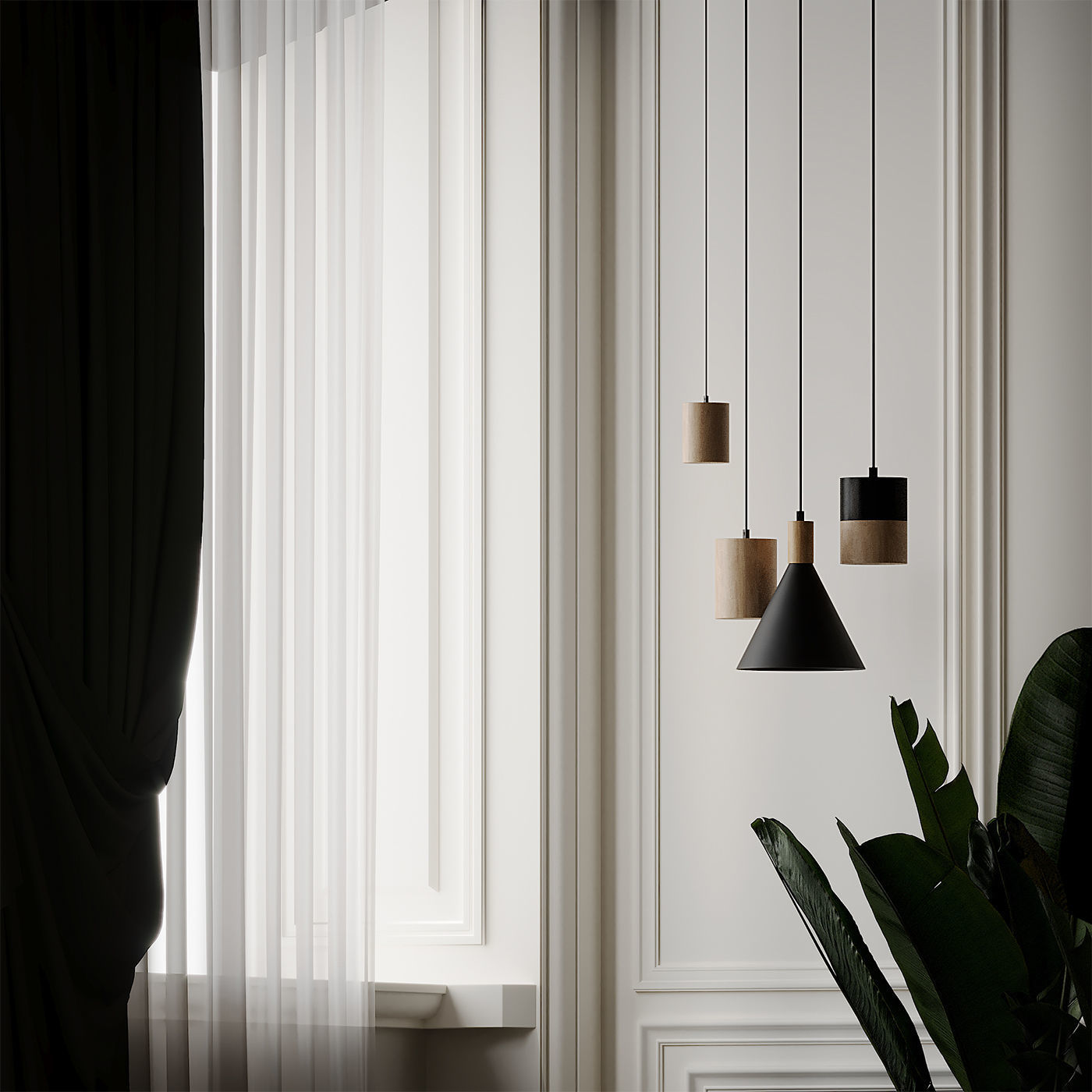 Hanging Small Cone Spot half black ASAF WEINBROOM 3D model_3