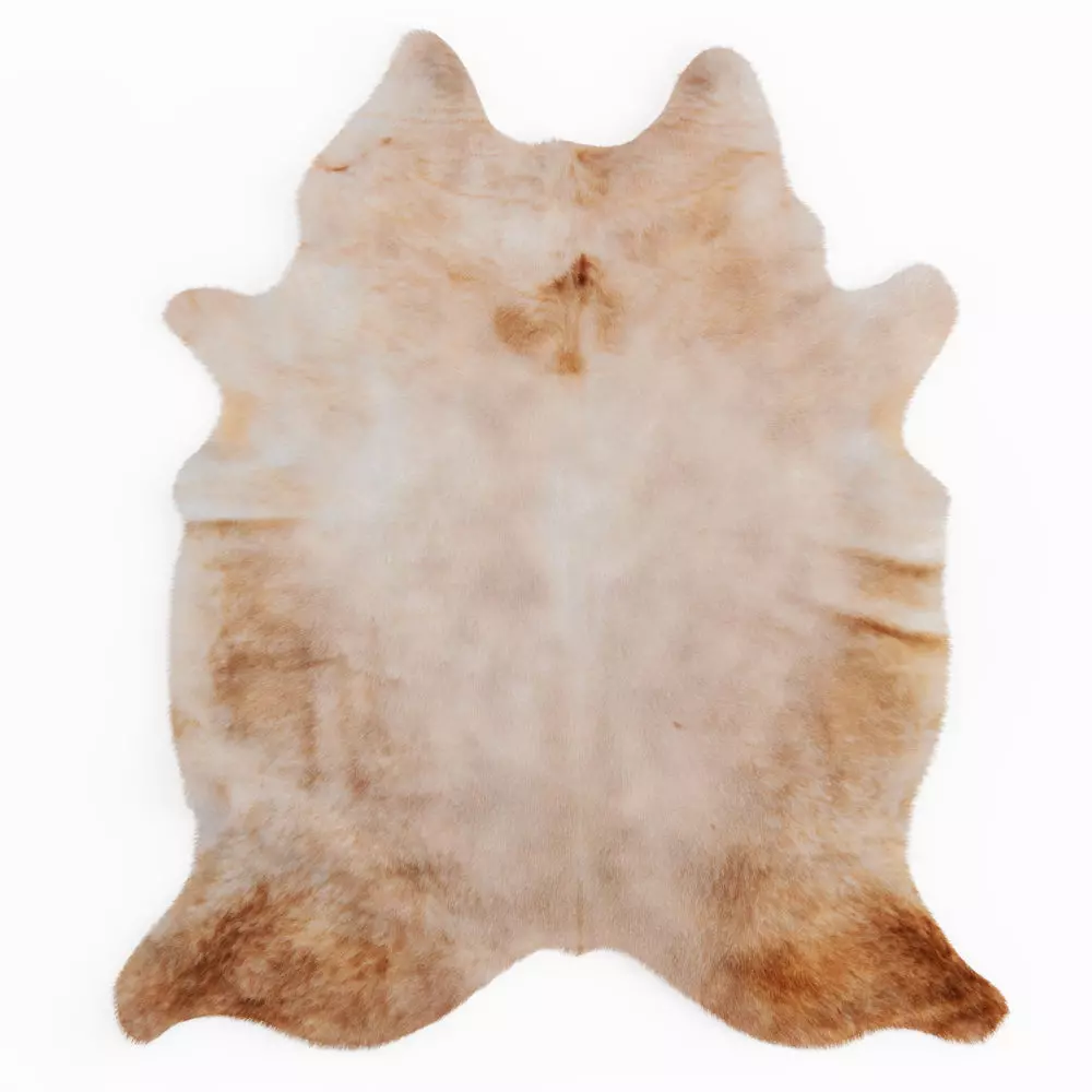 Champagne Color Natural Cowhide Rug 3D model_0