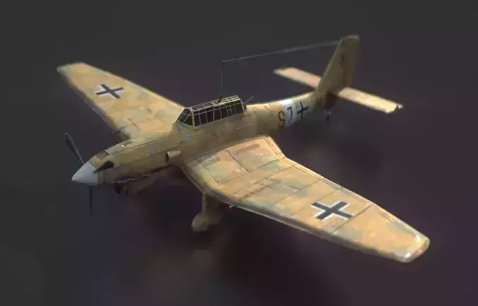 Afrika Korps Ju 87 Stuka Low-poly 3D model