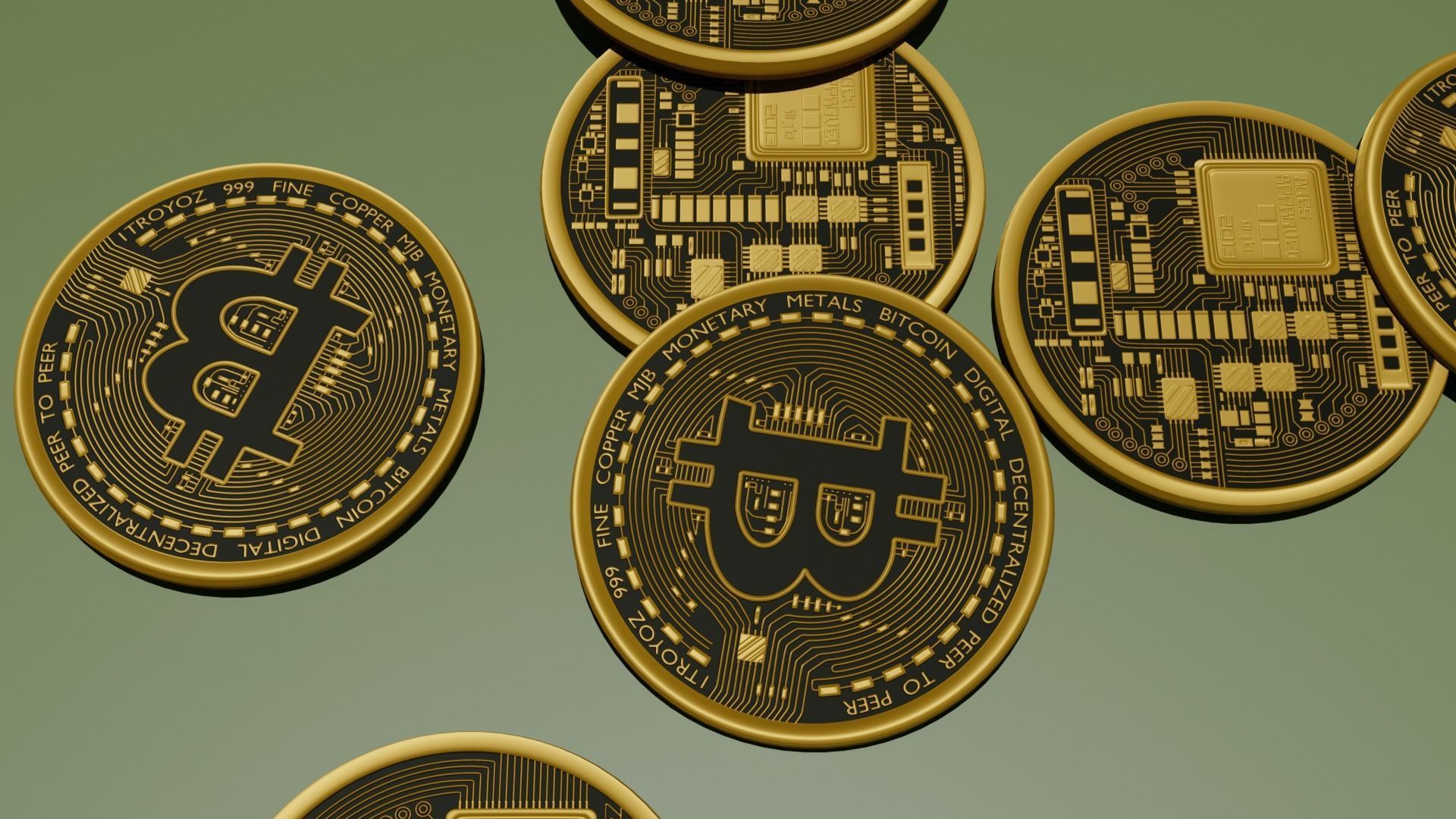 Bitcoin low poli Low-poly 3D model_4