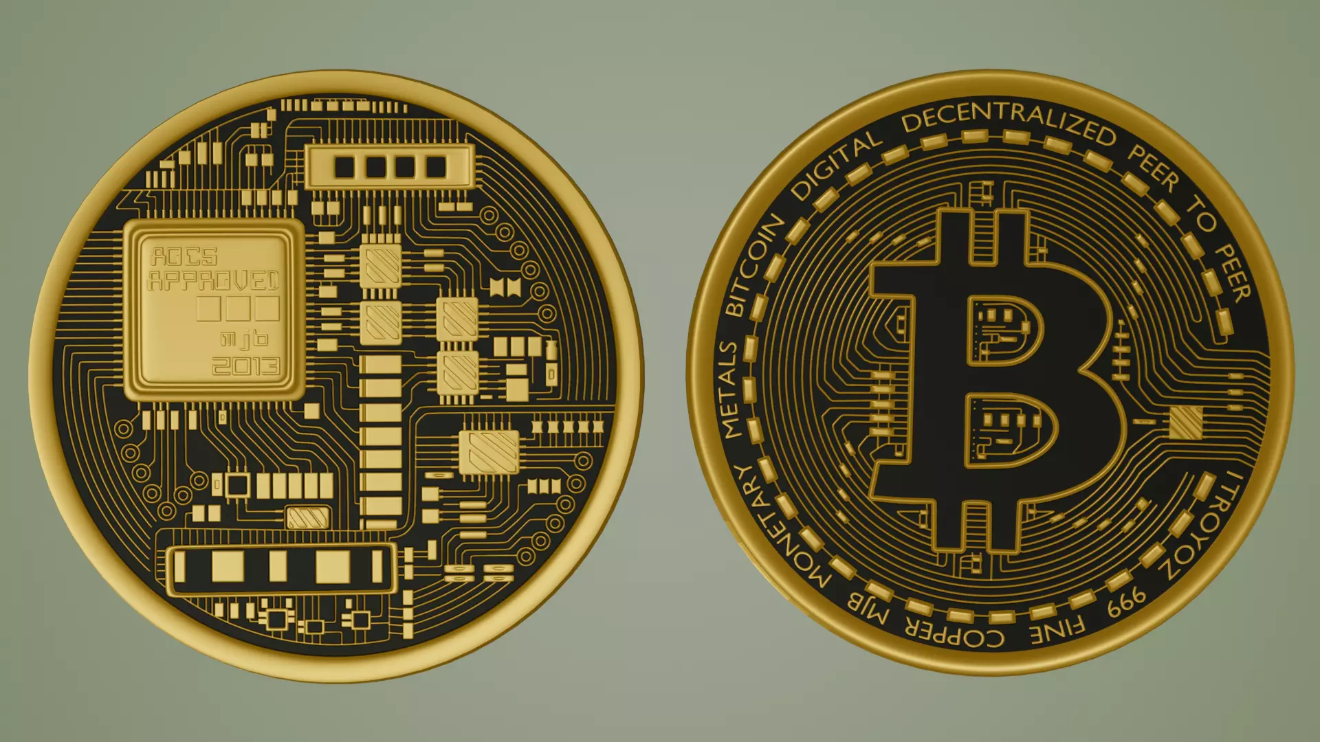 Bitcoin low poli Low-poly 3D model_0