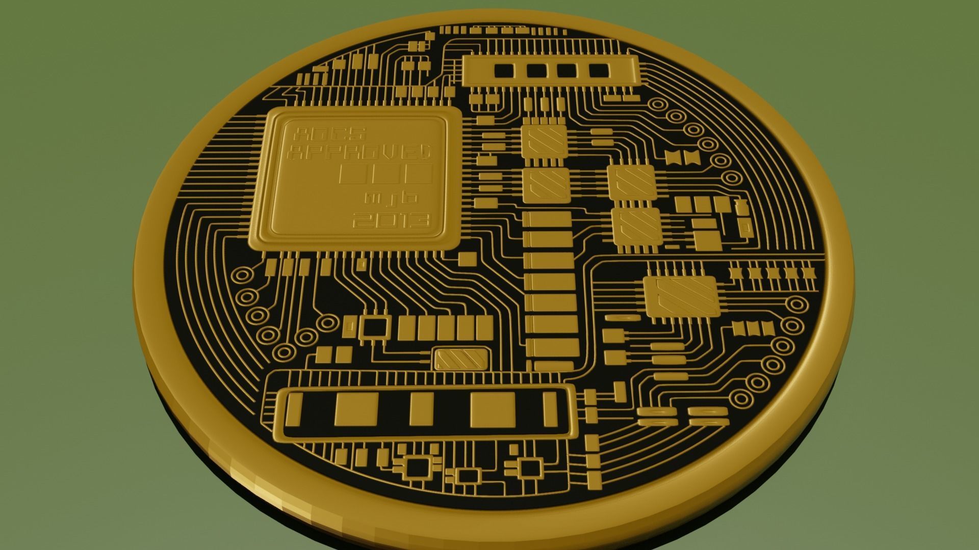 Bitcoin low poli Low-poly 3D model_2