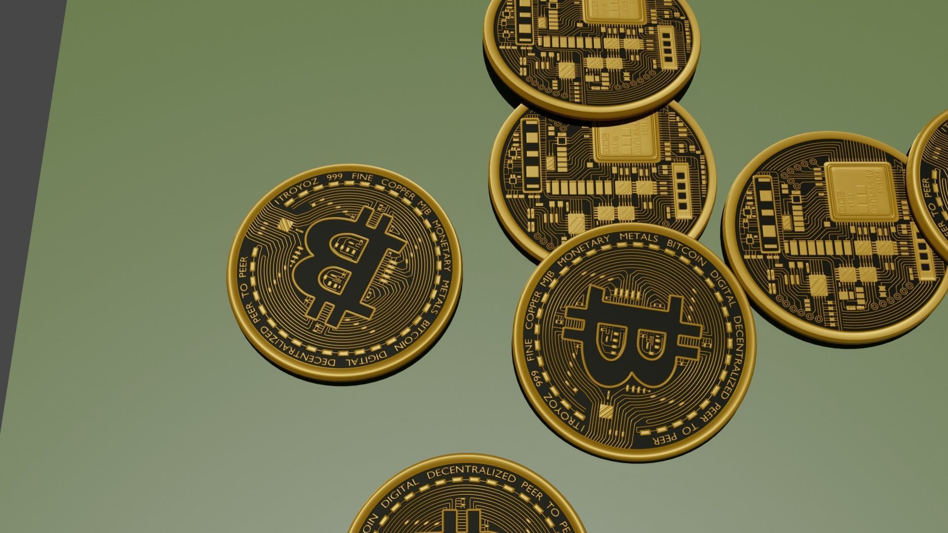 Bitcoin low poli Low-poly 3D model_7