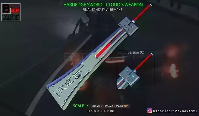 HardEdge Sword Cloud - Final Fantasy VII remake 3D print model