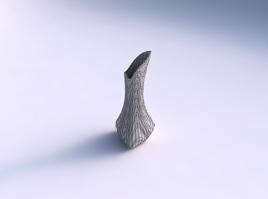 Vase puffy tappered triangle with wavy grid plates 3D print model_5