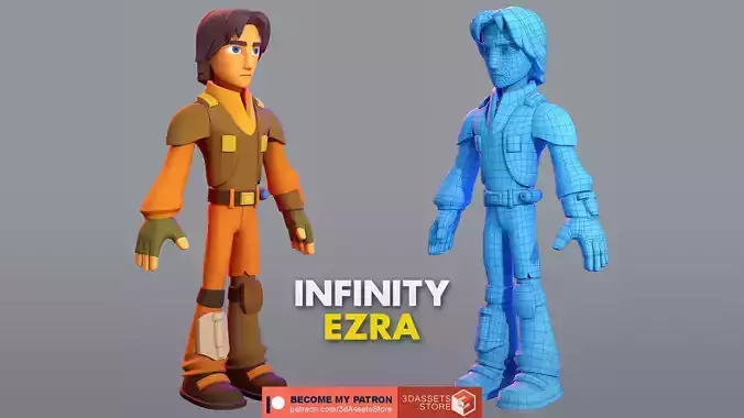 Character - Cartoon - Star Wars Rebel Ezra Infinity Fan Art Low-poly 3D model