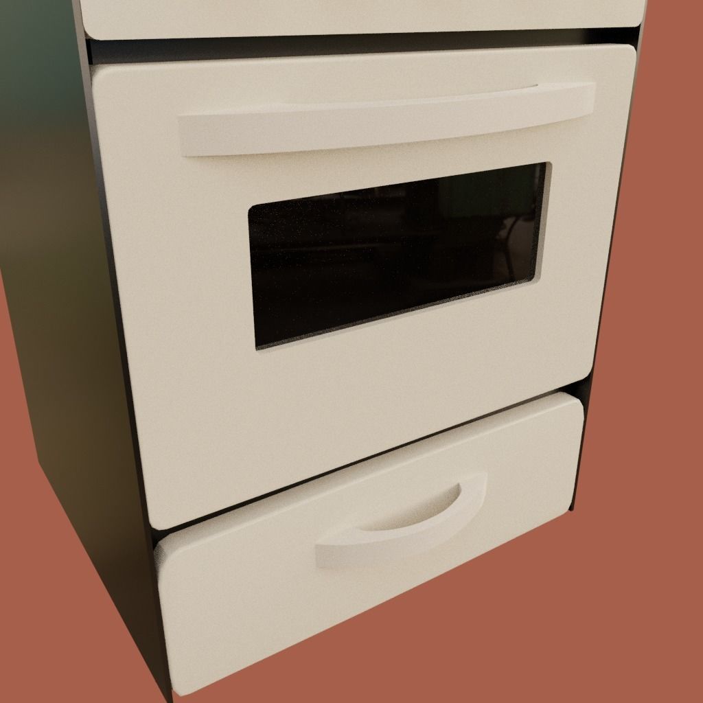 Gas Oven Stove with Rigged Door 3D model_6