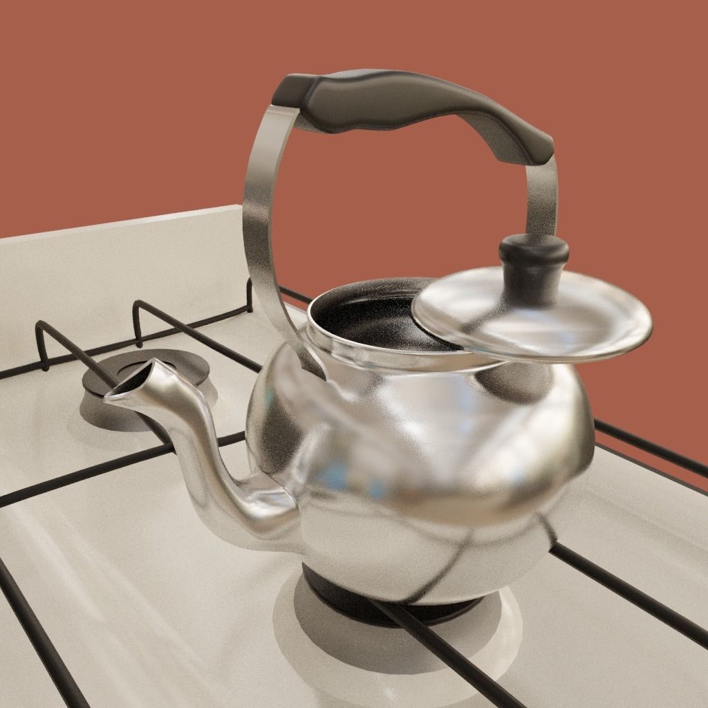 Gas Oven Stove with Rigged Door 3D model_4