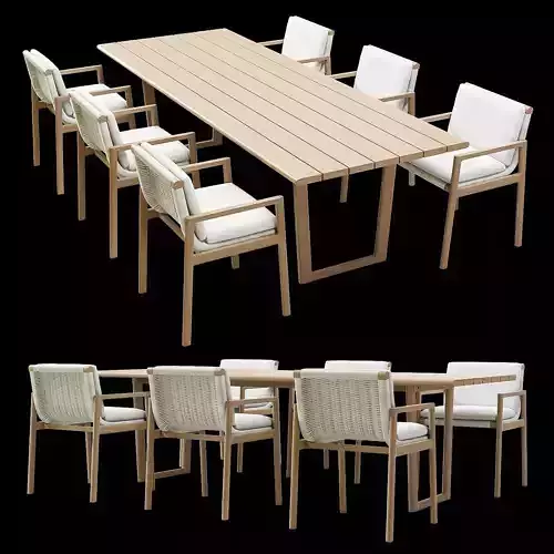 RH MESA TEAK  Dining table 3D model