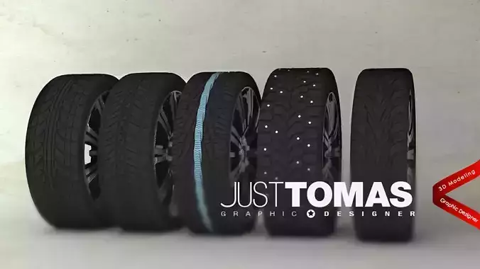 Wheel tires 5X 3D model