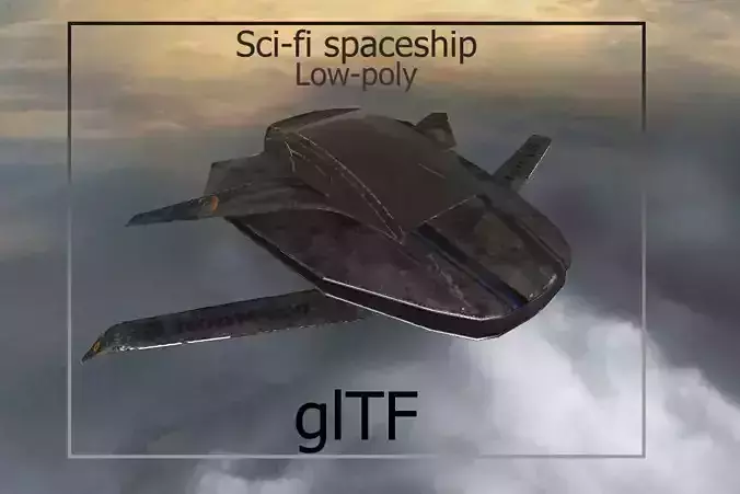 Sci-Fi Spaceship glTF glb PBR game-ready Low-poly WebGL model
