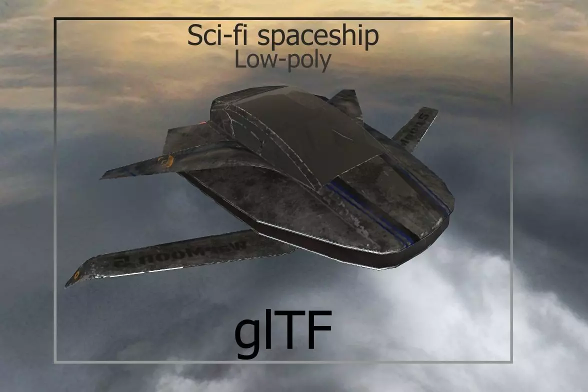 Sci-Fi Spaceship glTF glb PBR game-ready Low-poly WebGL model Low-poly 3D model_0