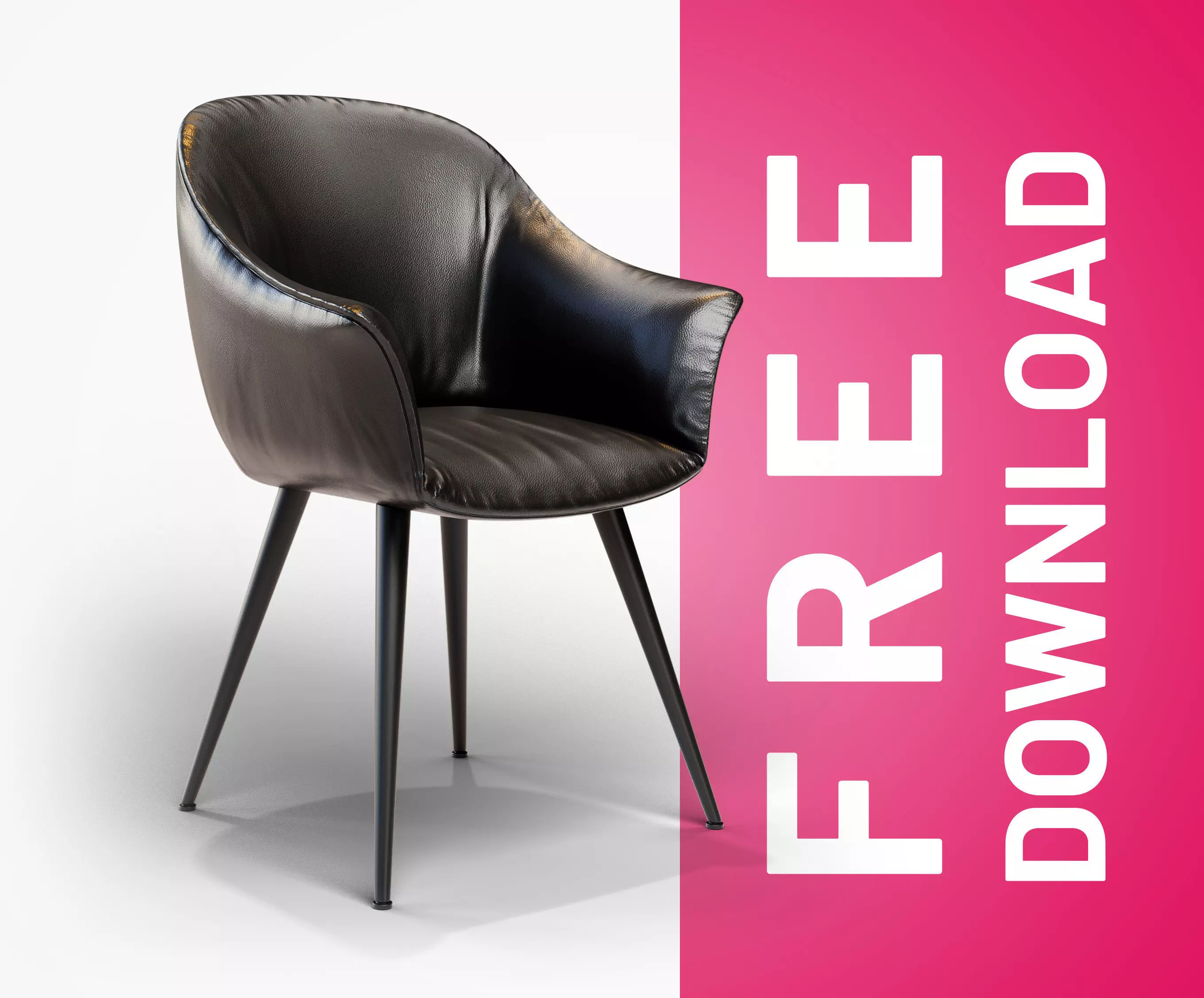 Black Leather Chair Free low-poly 3D model_0